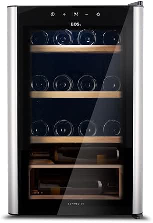 Adega Climatizada 22 Garrafas Premium Porta Inox Prateleira Madeira EAC24IM 220V — AdegaReview